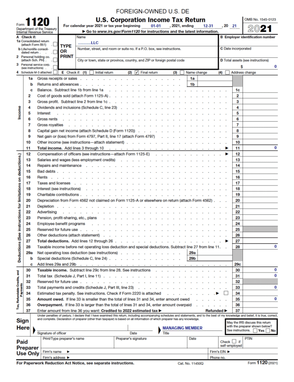 Form 1120 & 5472